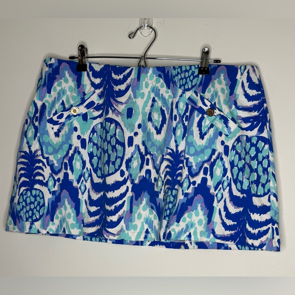 Lilly Pulitzer Size XL Madison Skirt Serene Blue Tropi Call Me
